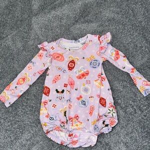 Posh Peanut holiday Bamboo ruffle bubble romper